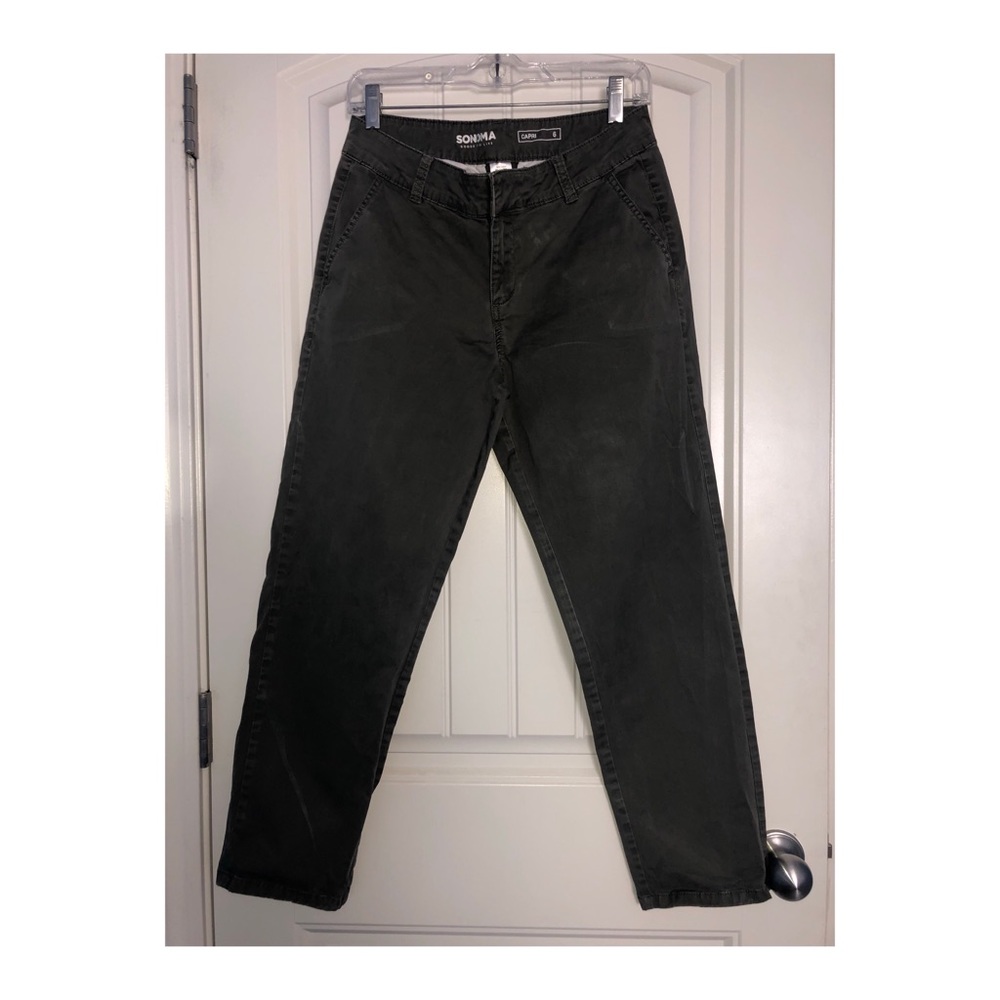 Straight-leg pants, dark grey/olive green